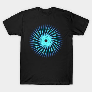 Circular geometric design in neon blue T-Shirt